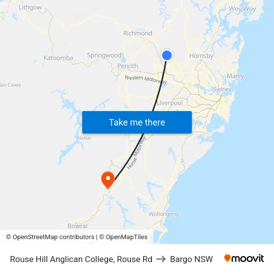 Rouse Hill Anglican College, Rouse Rd to Bargo NSW map