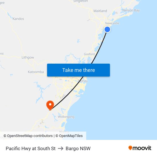 Pacific Hwy at South St to Bargo NSW map