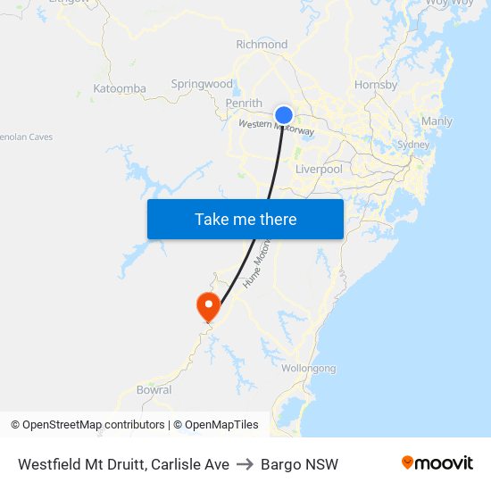 Westfield Mt Druitt, Carlisle Ave to Bargo NSW map