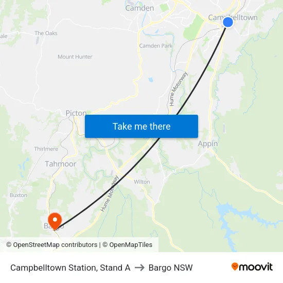 Campbelltown Station, Stand A to Bargo NSW map