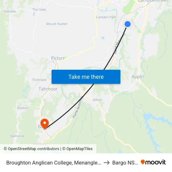 Broughton Anglican College, Menangle Rd to Bargo NSW map