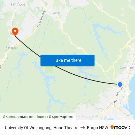 University Of Wollongong, Hope Theatre to Bargo NSW map