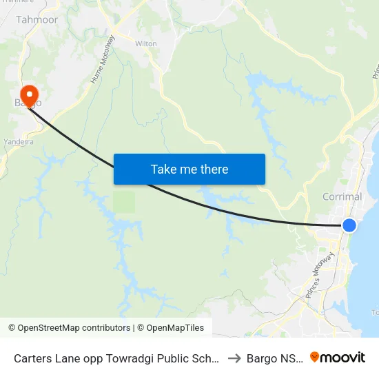 Carters Lane opp Towradgi Public School to Bargo NSW map