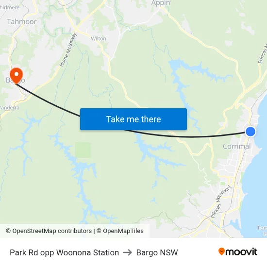 Park Rd opp Woonona Station to Bargo NSW map