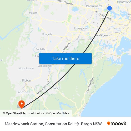 Meadowbank Station, Constitution Rd to Bargo NSW map