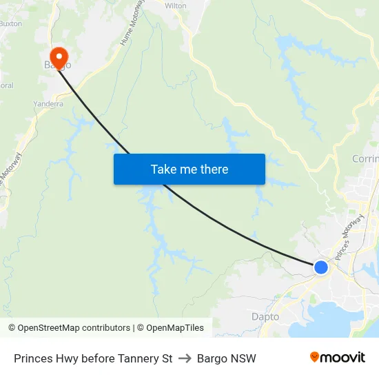 Princes Hwy before Tannery St to Bargo NSW map