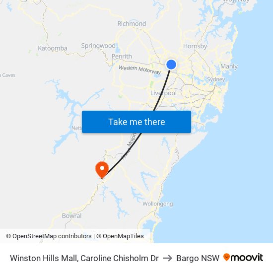 Winston Hills Mall, Caroline Chisholm Dr to Bargo NSW map