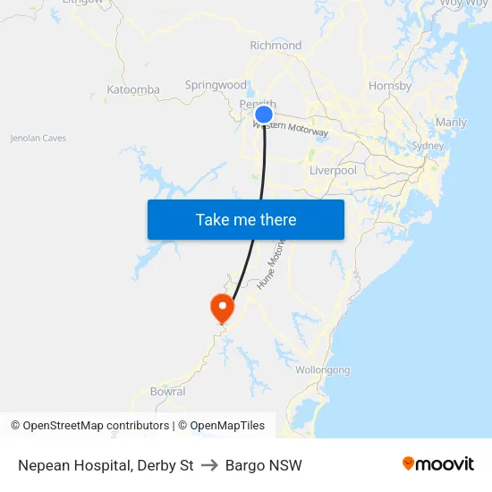 Nepean Hospital, Derby St to Bargo NSW map