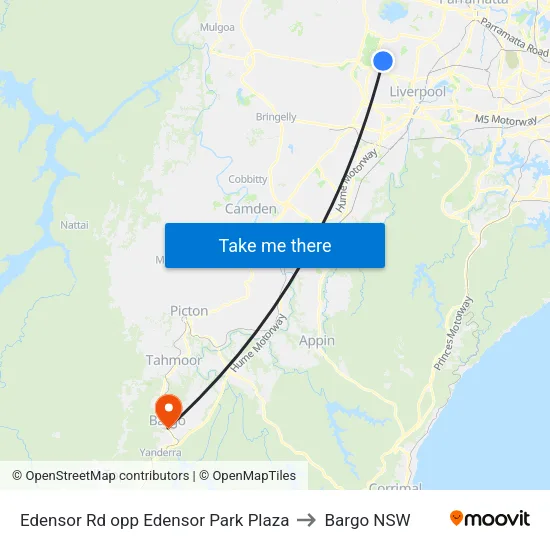 Edensor Rd opp Edensor Park Plaza to Bargo NSW map
