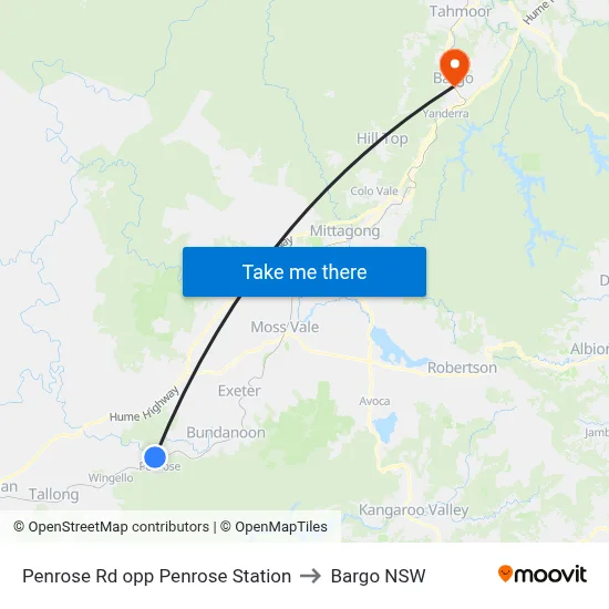Penrose Rd opp Penrose Station to Bargo NSW map