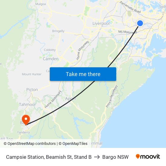 Campsie Station, Beamish St, Stand B to Bargo NSW map