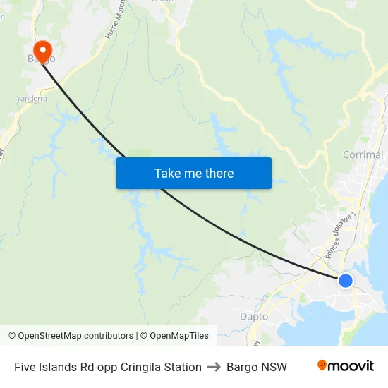 Five Islands Rd opp Cringila Station to Bargo NSW map