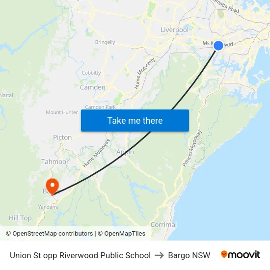 Union St opp Riverwood Public School to Bargo NSW map