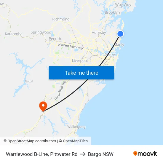 Warriewood B-Line, Pittwater Rd to Bargo NSW map