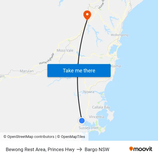 Bewong Rest Area, Princes Hwy to Bargo NSW map