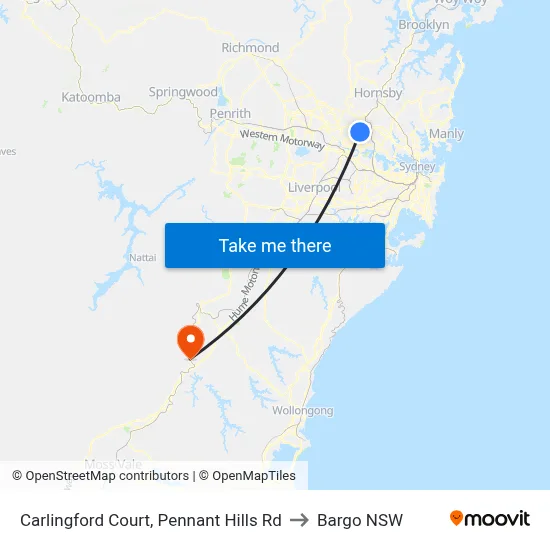 Carlingford Court, Pennant Hills Rd to Bargo NSW map