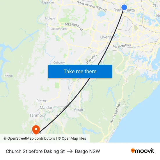 Church St before Daking St to Bargo NSW map