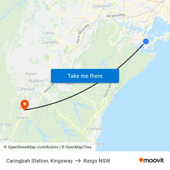 Caringbah Station, Kingsway to Bargo NSW map
