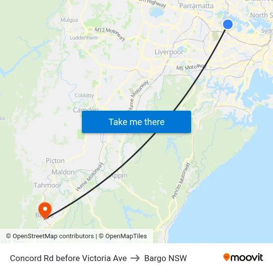 Concord Rd before Victoria Ave to Bargo NSW map