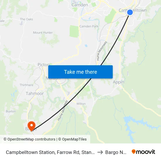 Campbelltown Station, Farrow Rd, Stand H to Bargo NSW map