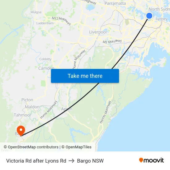 Victoria Rd after Lyons Rd to Bargo NSW map