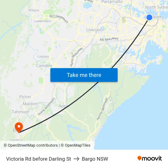 Victoria Rd before Darling St to Bargo NSW map