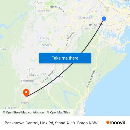 Bankstown Central, Link Rd, Stand A to Bargo NSW map