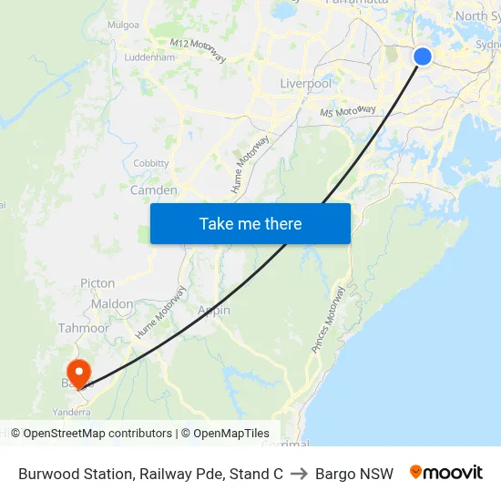 Burwood Station, Railway Pde, Stand C to Bargo NSW map