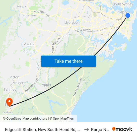 Edgecliff Station, New South Head Rd, Stand N to Bargo NSW map