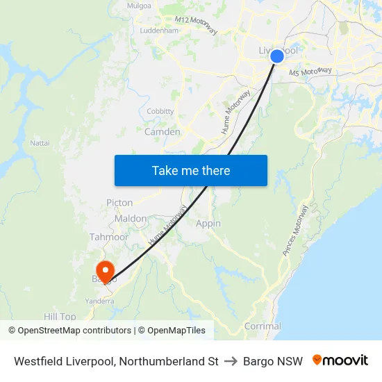 Westfield Liverpool, Northumberland St to Bargo NSW map