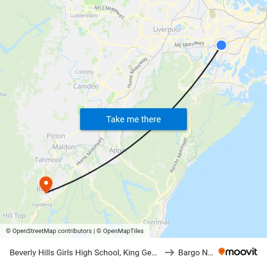 Beverly Hills Girls High School, King Georges Rd to Bargo NSW map