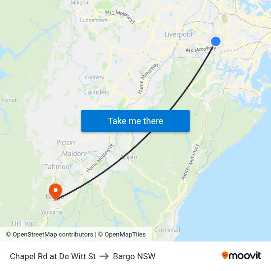 Chapel Rd at De Witt St to Bargo NSW map