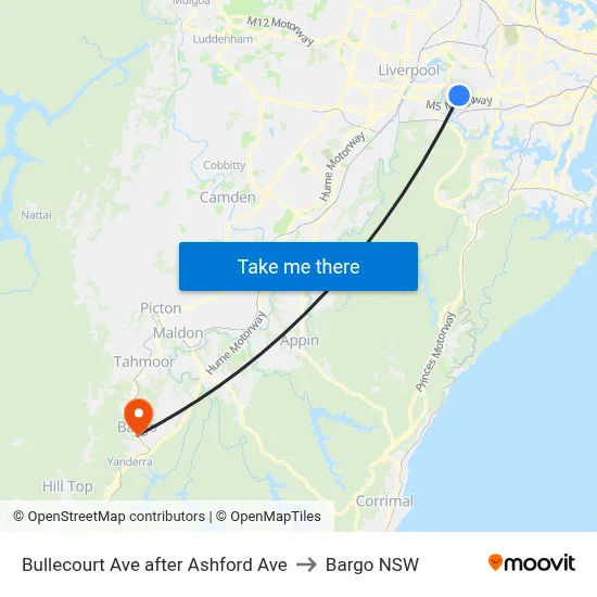 Bullecourt Ave after Ashford Ave to Bargo NSW map