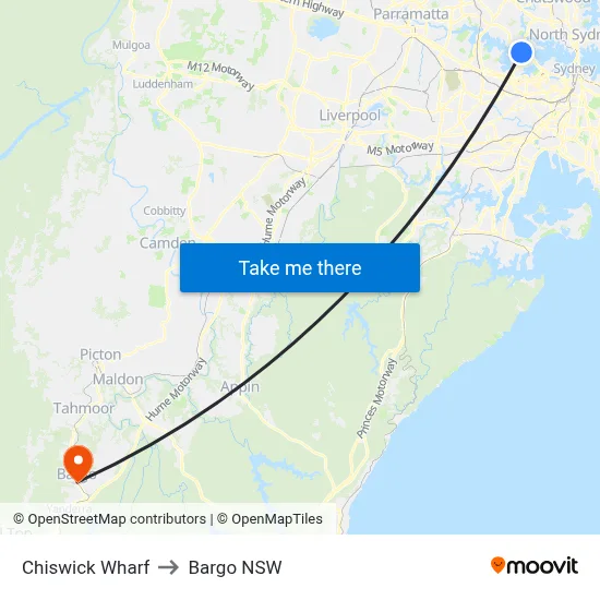 Chiswick Wharf to Bargo NSW map