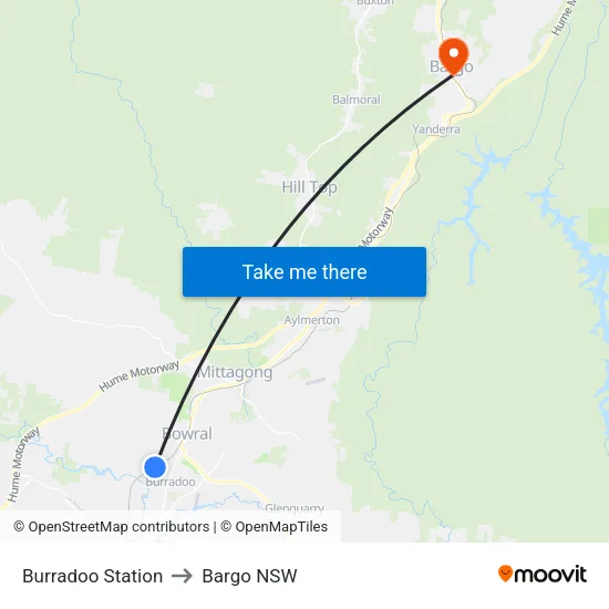 Burradoo Station to Bargo NSW map