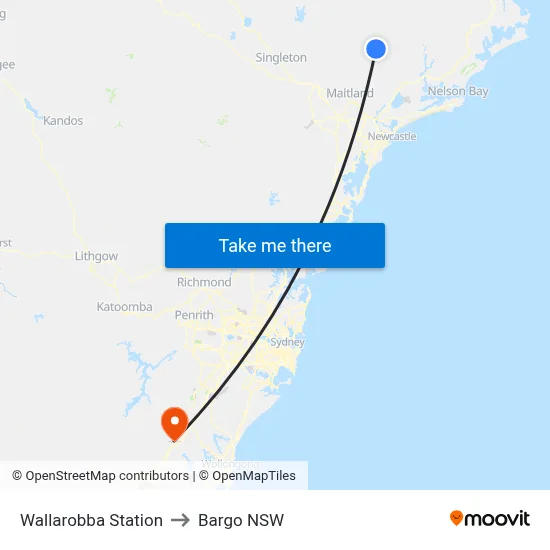 Wallarobba Station to Bargo NSW map