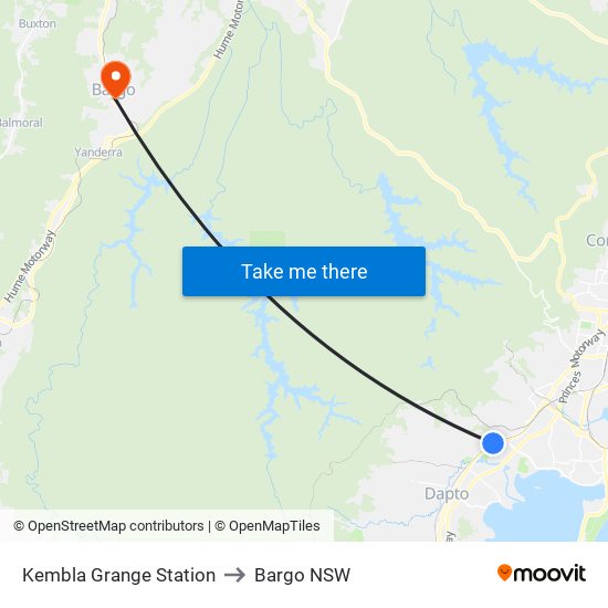 Kembla Grange Station to Bargo NSW map