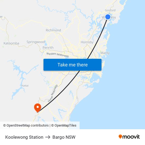 Koolewong Station to Bargo NSW map