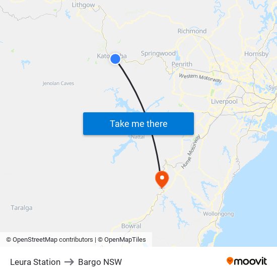 Leura Station to Bargo NSW map