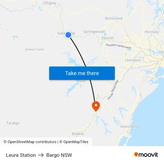 Leura Station to Bargo NSW map