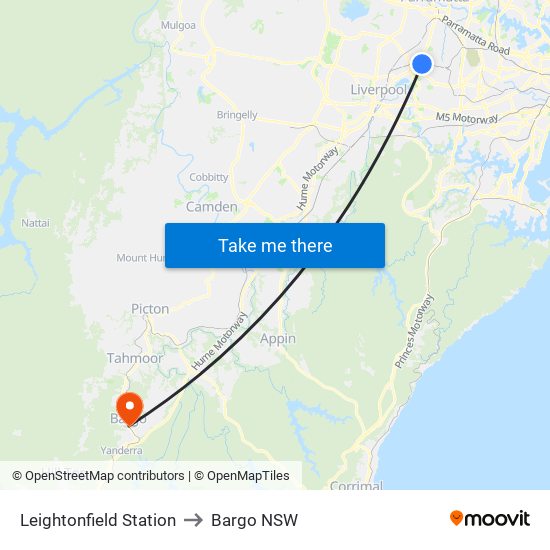 Leightonfield Station to Bargo NSW map
