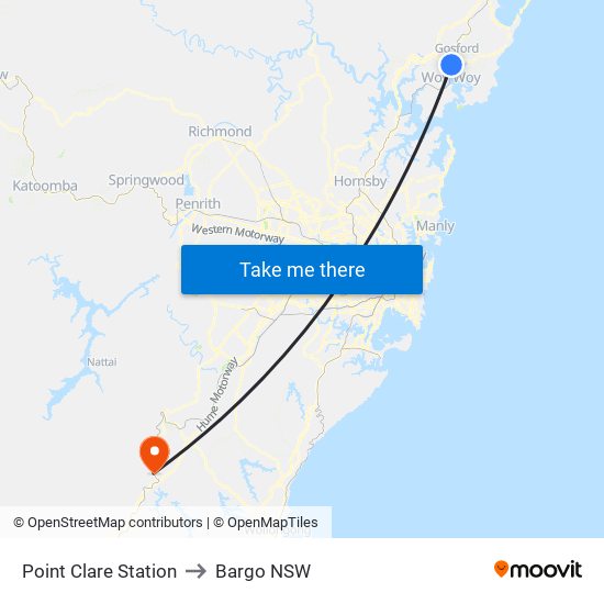 Point Clare Station to Bargo NSW map