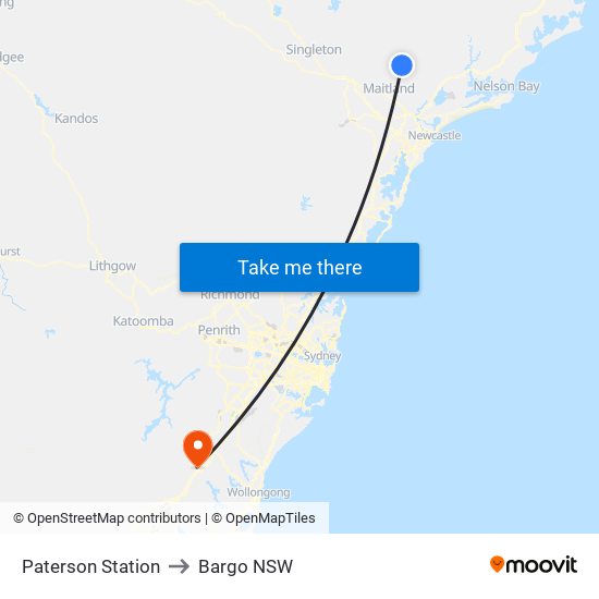 Paterson Station to Bargo NSW map