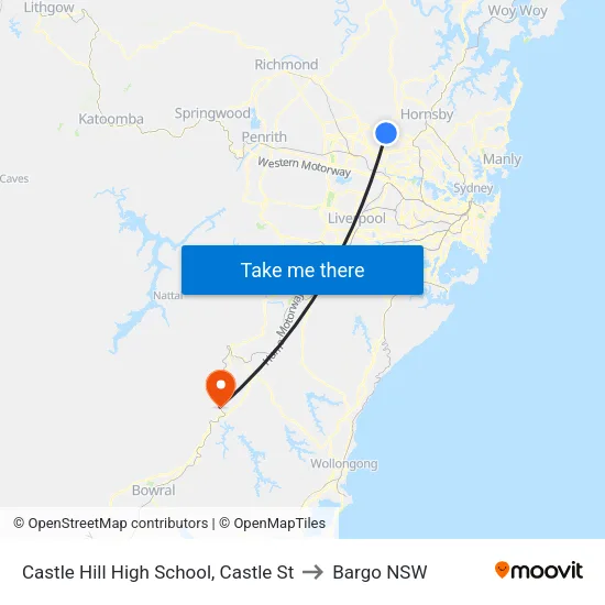 Castle Hill High School, Castle St to Bargo NSW map