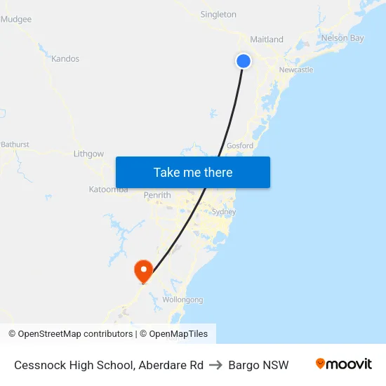 Cessnock High School, Aberdare Rd to Bargo NSW map