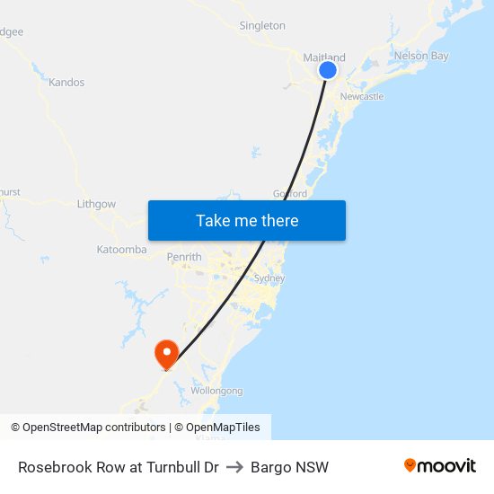 Rosebrook Row at Turnbull Dr to Bargo NSW map