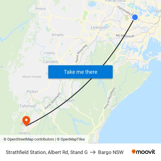 Strathfield Station, Albert Rd, Stand G to Bargo NSW map