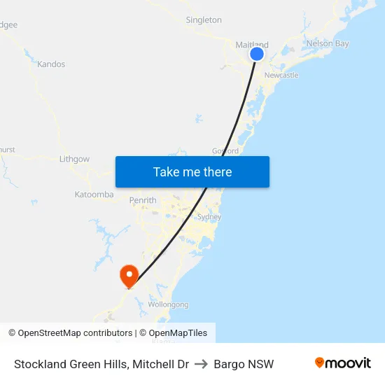 Stockland Green Hills, Mitchell Dr to Bargo NSW map