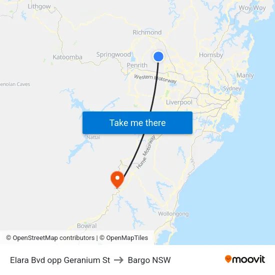 Elara Bvd opp Geranium St to Bargo NSW map