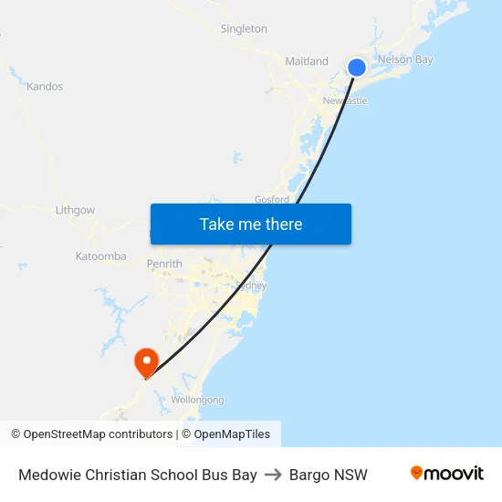 Medowie Christian School Bus Bay to Bargo NSW map